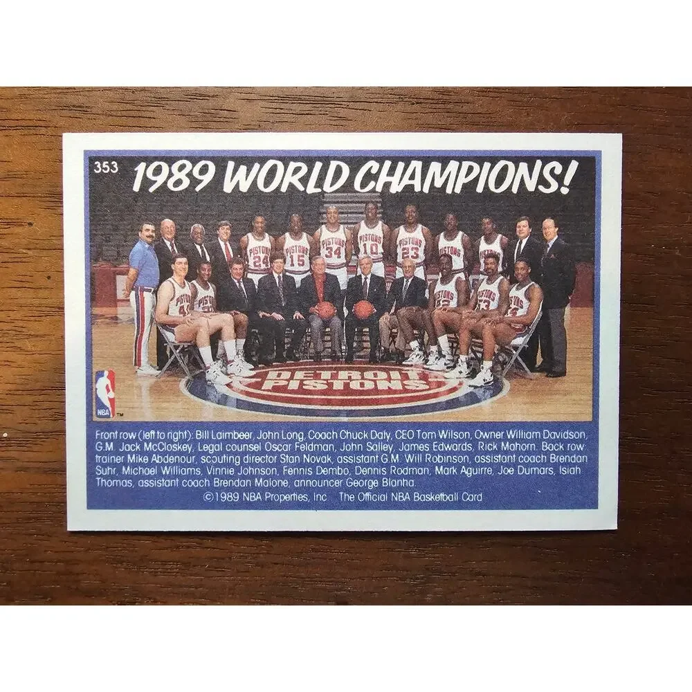 1989 NBA Champions Detroit Pistons 1989-1990 NBA Hoops #353 - Fresh Pull